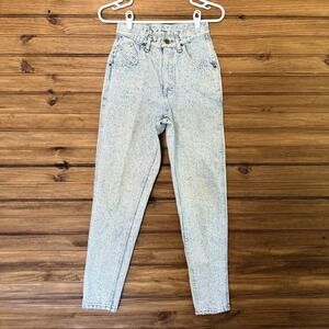Vintage Lee Stone Acid Wash Mom Jeans Womens 5 Med 25x31 Tapered 80s High Wasted
